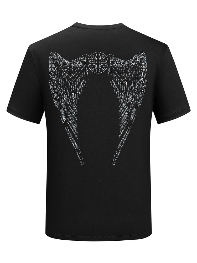 Zero-Sparkling Angel Wing Rhinestone T Shirt