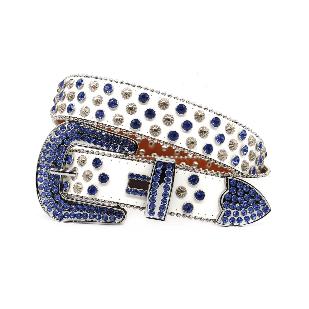 Zero-Sky Blue Rhinestone Belt