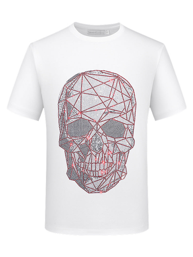 Zero-Sparkling Geometric Skull Rhinestone T Shirt