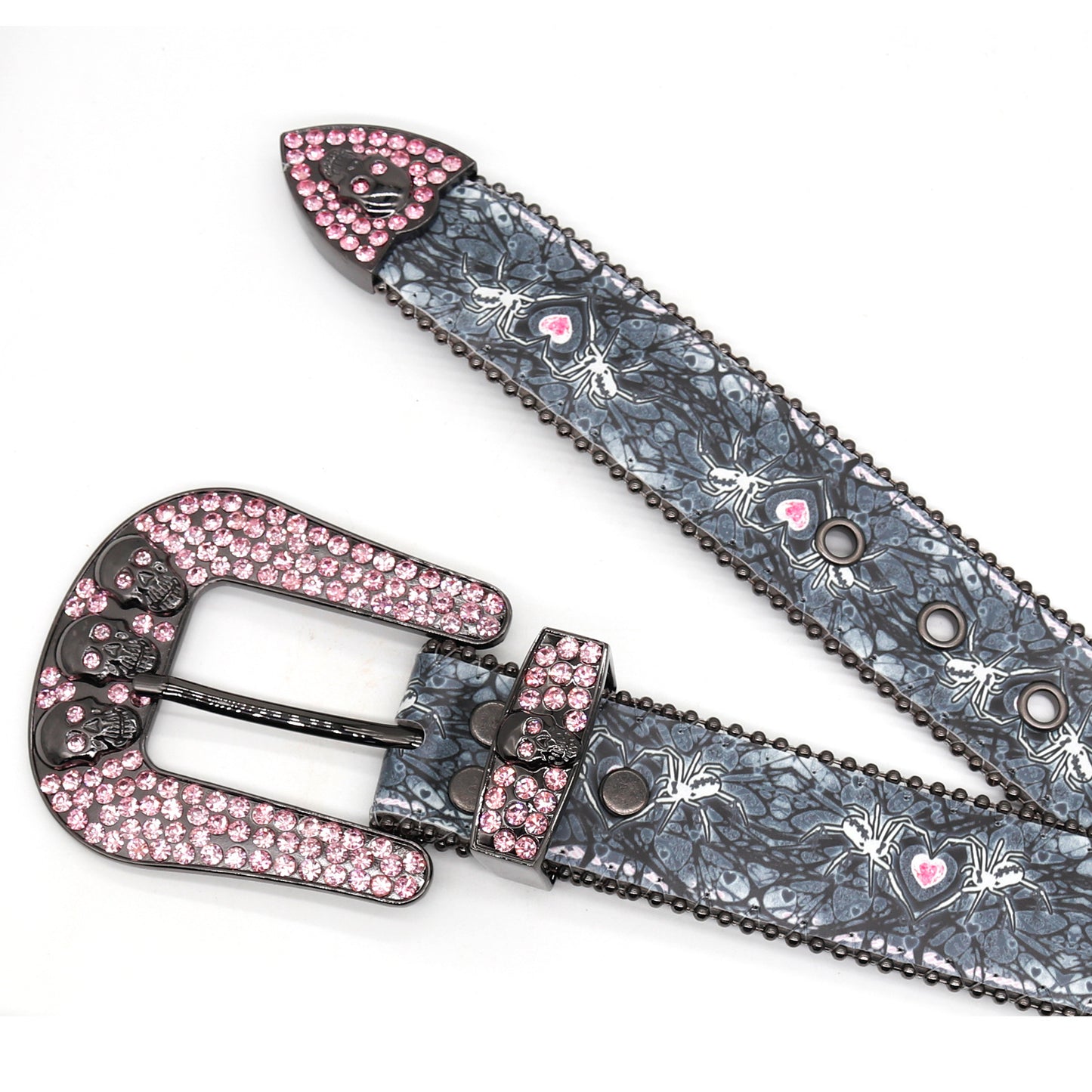 Zero-Spider Printing Belt With Pink Rhinestone