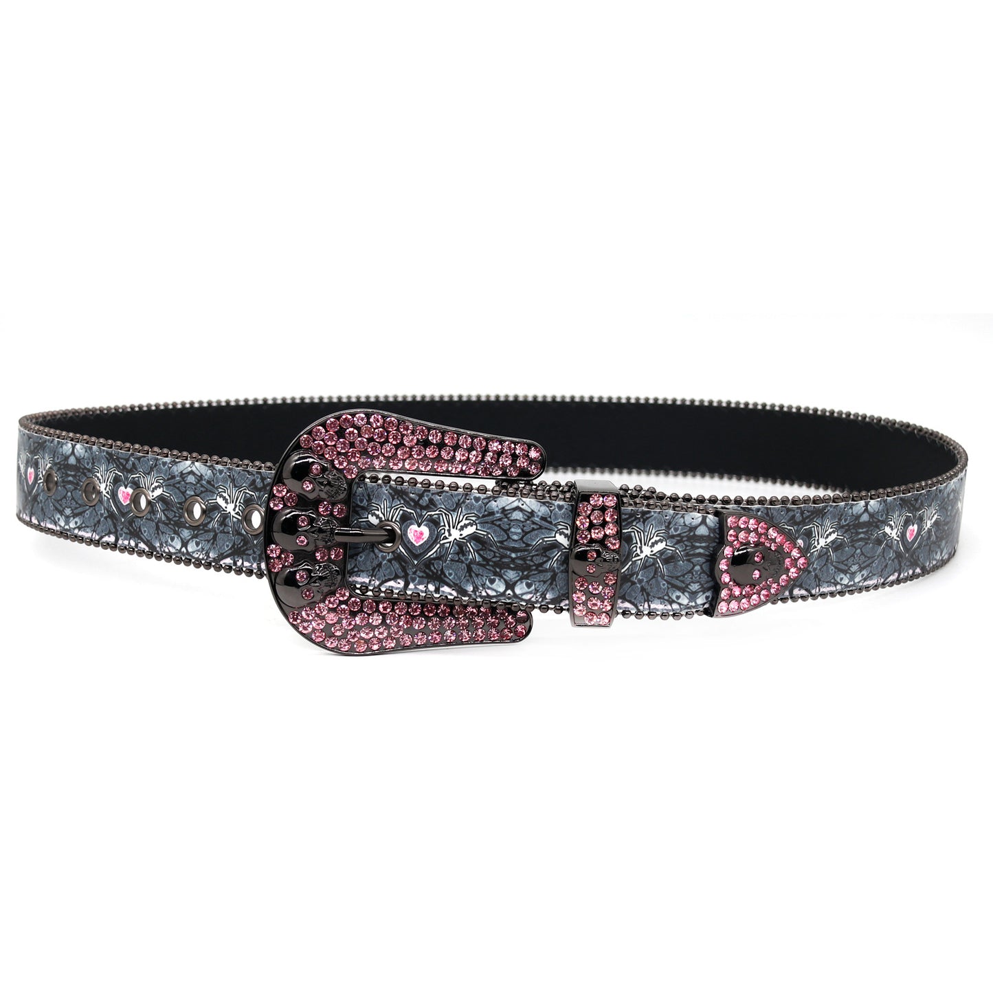 Zero-Spider Printing Belt With Pink Rhinestone