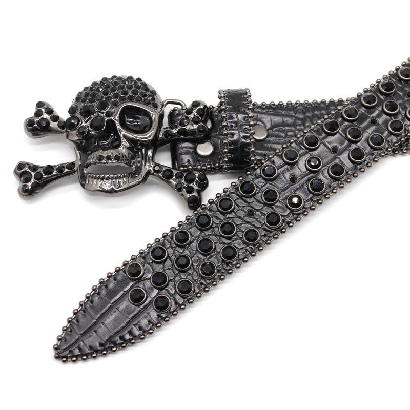 Zero-Sparkling Black Rhinestone Belt