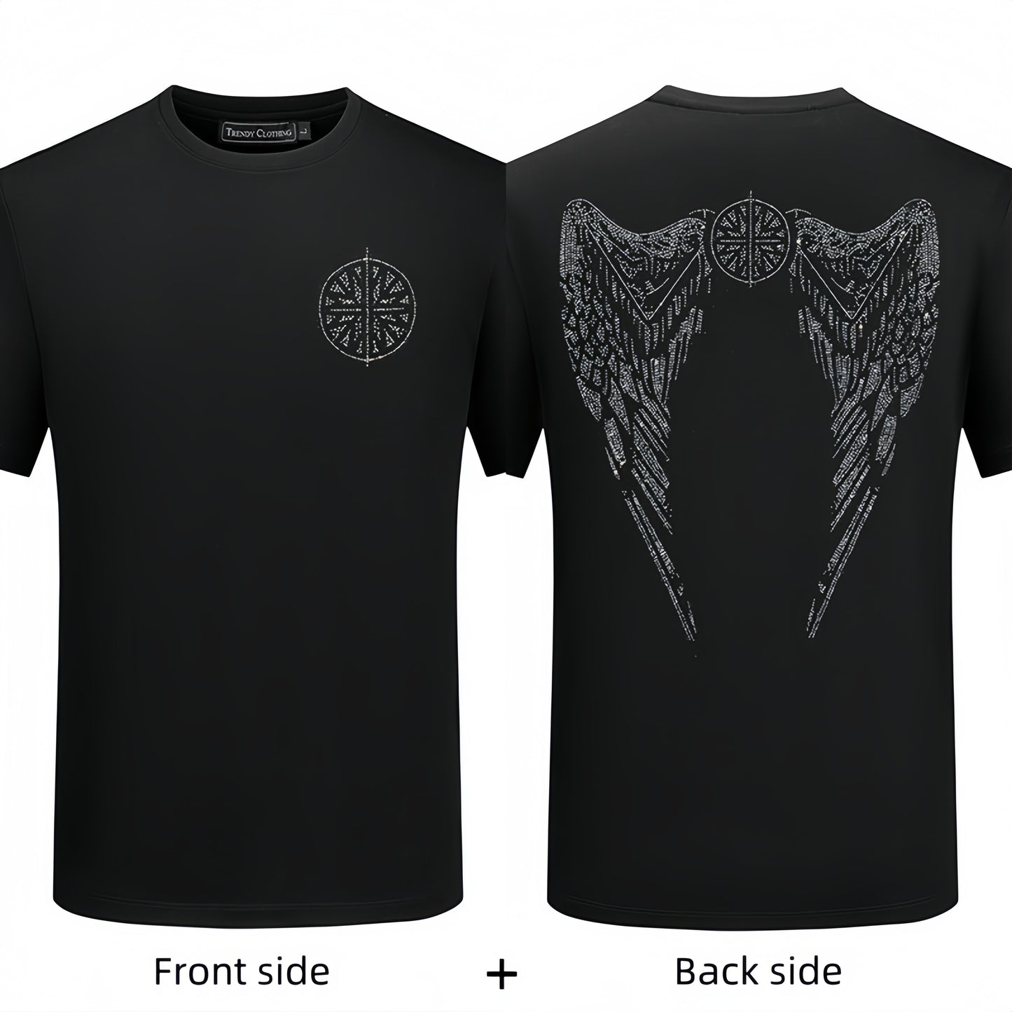 Zero-Sparkling Angel Wing Rhinestone T Shirt