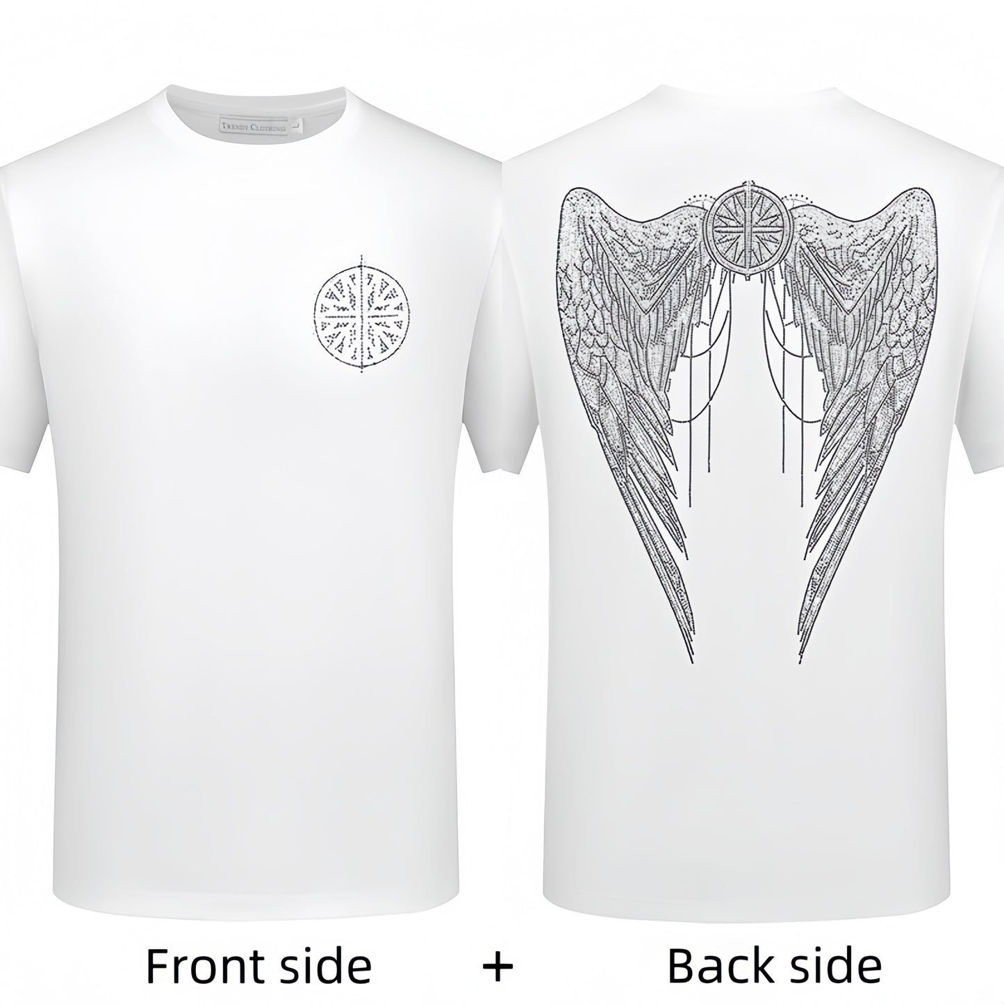 Zero-Sparkling Angel Wing Rhinestone T Shirt