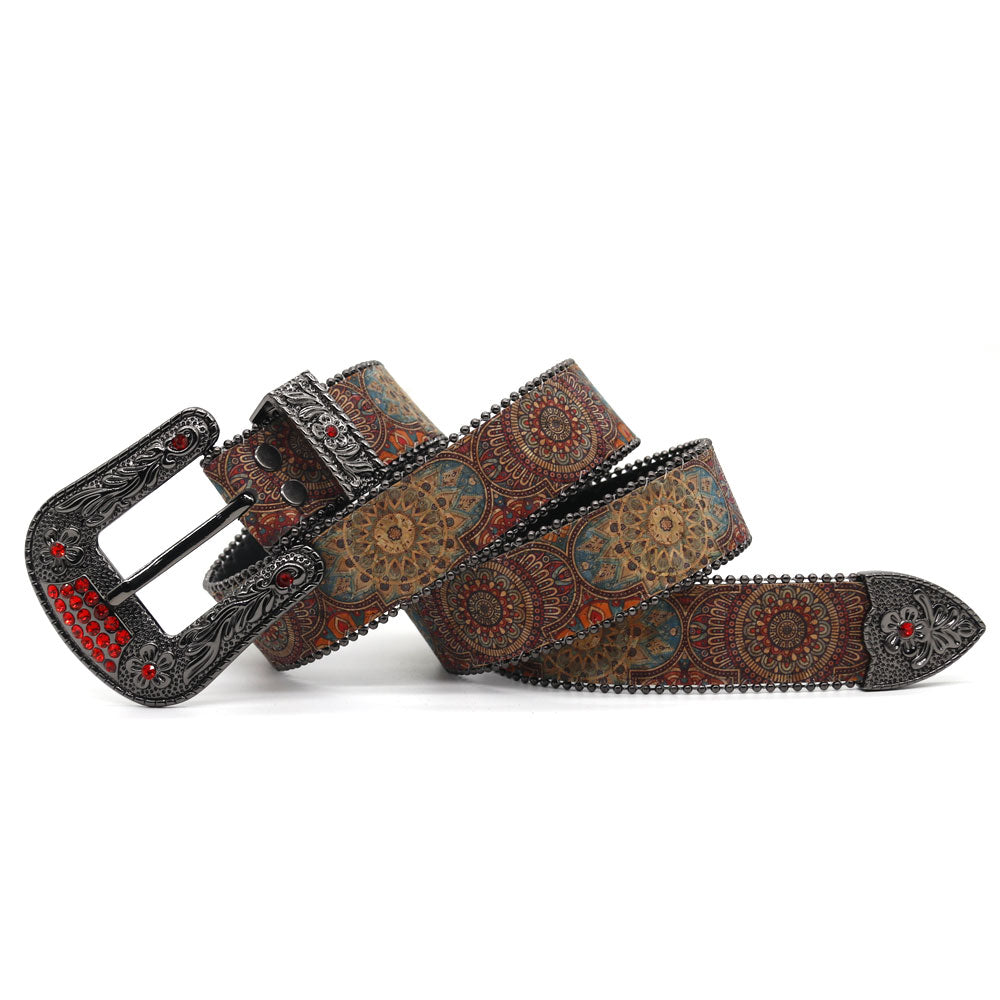 Zero-Classical Flower Pattern Rhinestone Belt