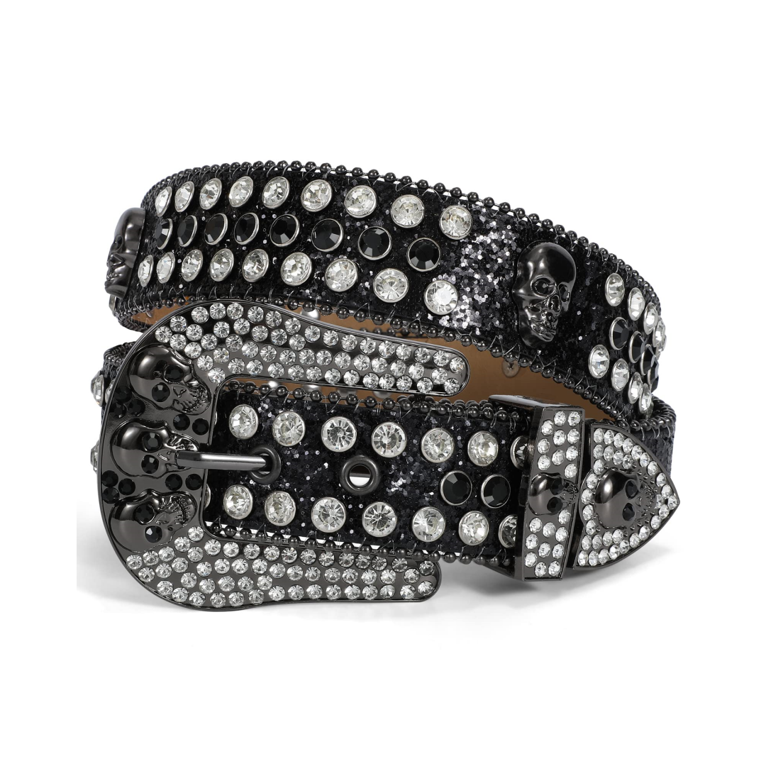 Zero-Unleash Your Inner Rebel with Our Sparkling Skull Belt