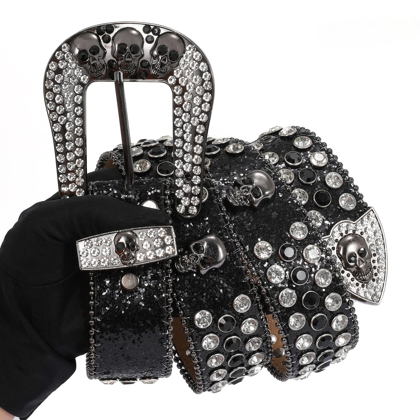 Zero-Unleash Your Inner Rebel with Our Sparkling Skull Belt