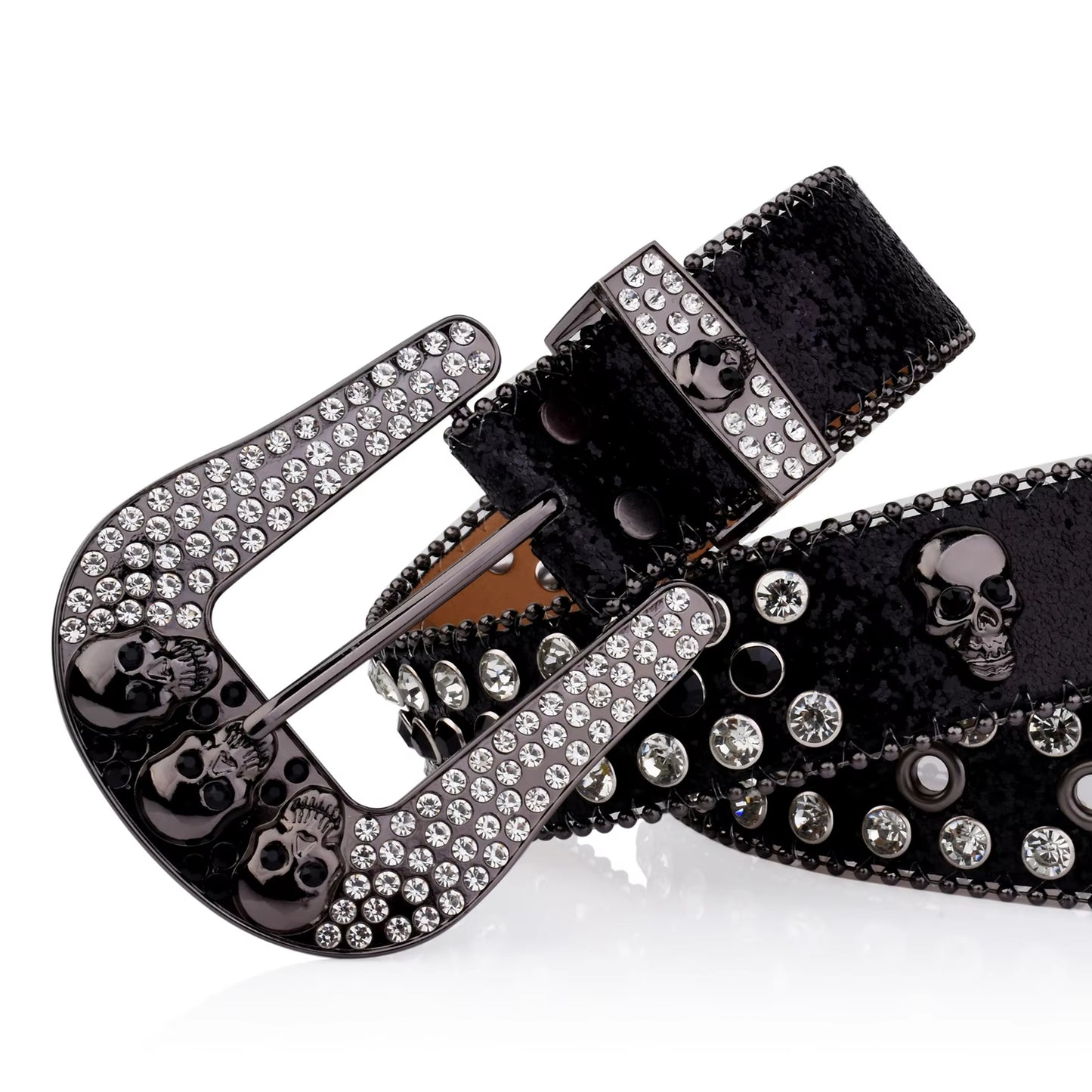 Zero-Black Skull Rhinestone Belt