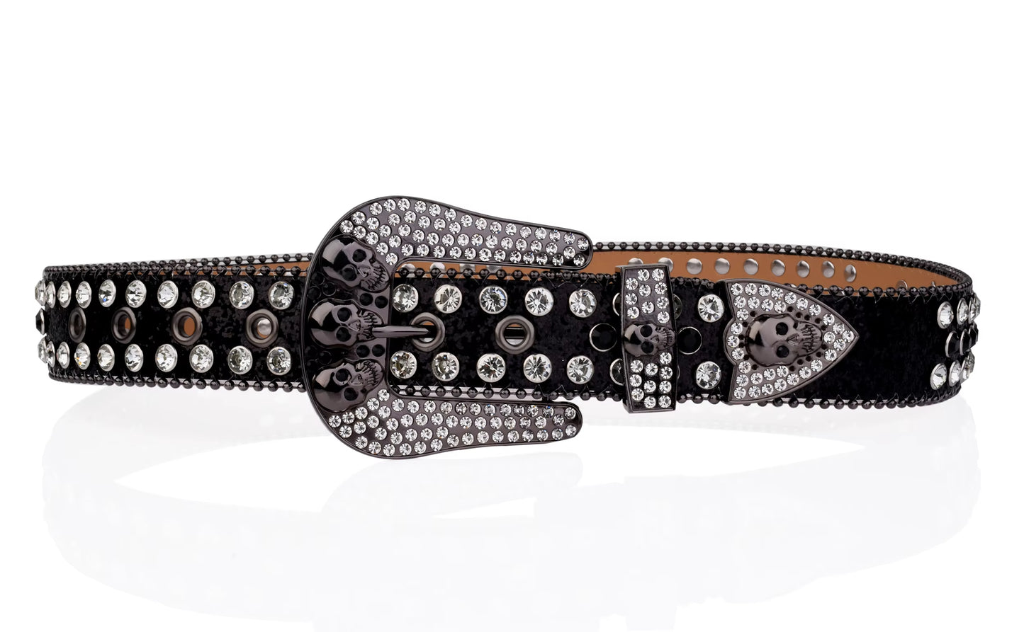 Zero-Black Skull Rhinestone Belt