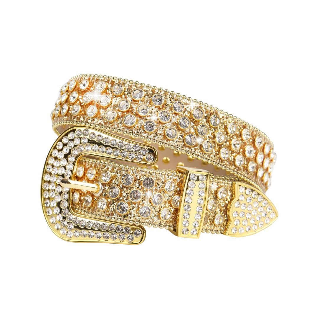 Zero-Golden Shiny Rhinestone Belt