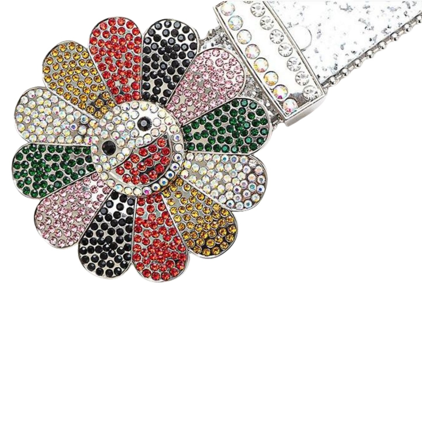 Zero-Silver Sun Flower Rhinestone Belt