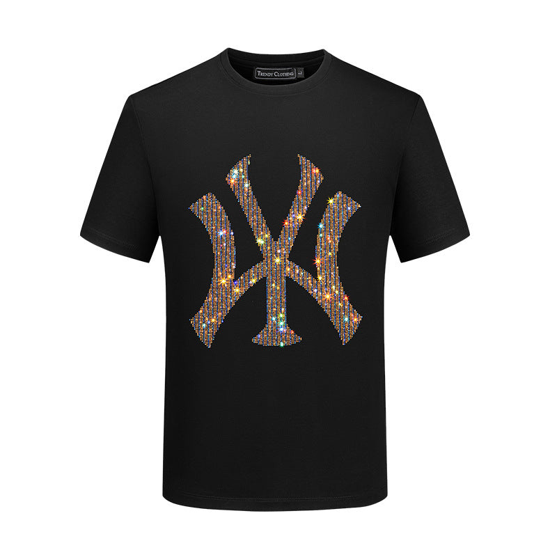 Zero-Sparkling Letter Rhinestone T Shirt