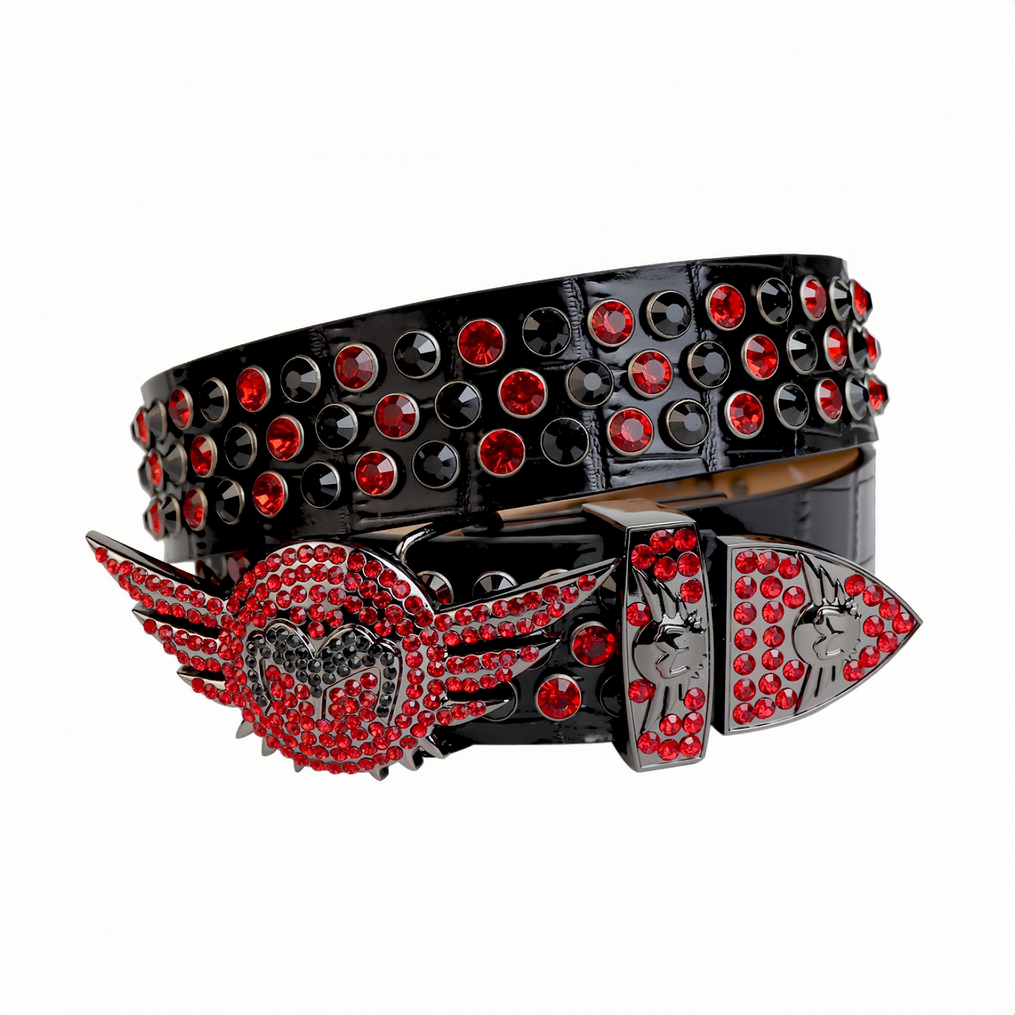 Zero-Glamorous Black Angel Wing Rhinestone Belt