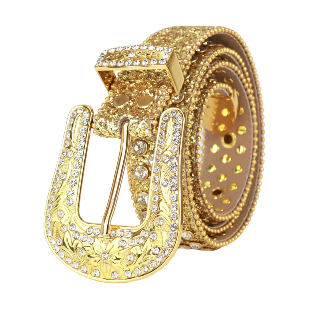 Zero-Golden Shiny Rhinestone Belt