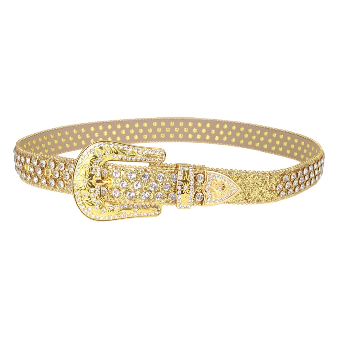 Zero-Golden Shiny Rhinestone Belt
