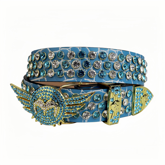 Zero-Stunning Blue Angel Wing Rhinestone Belt