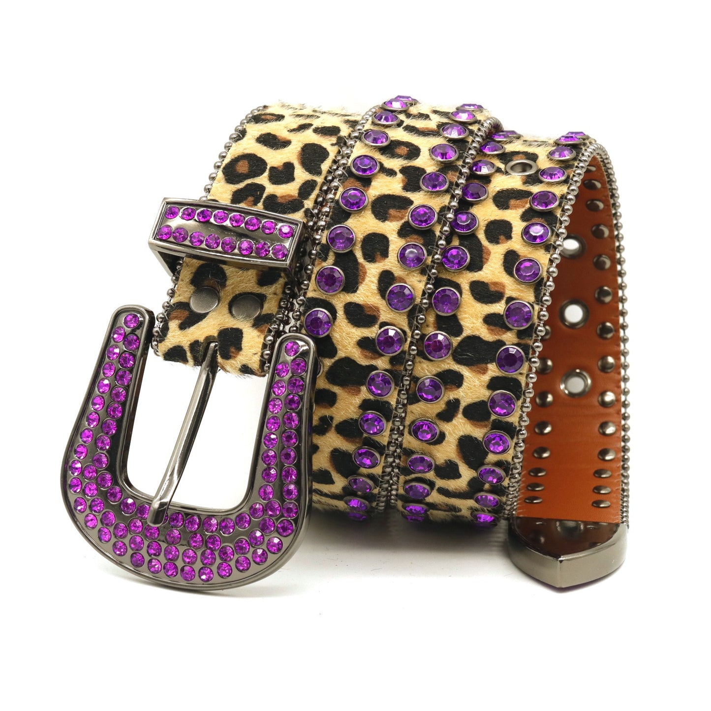Zero-Crazy Leopard Purple Rhinestone Belt