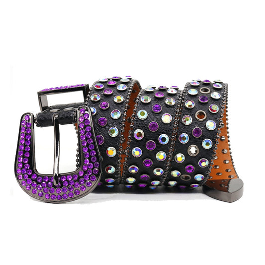 Zero-Violet Rhinestone Belt