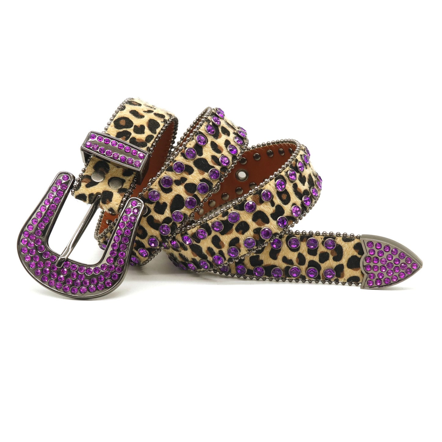 Zero-Crazy Leopard Purple Rhinestone Belt