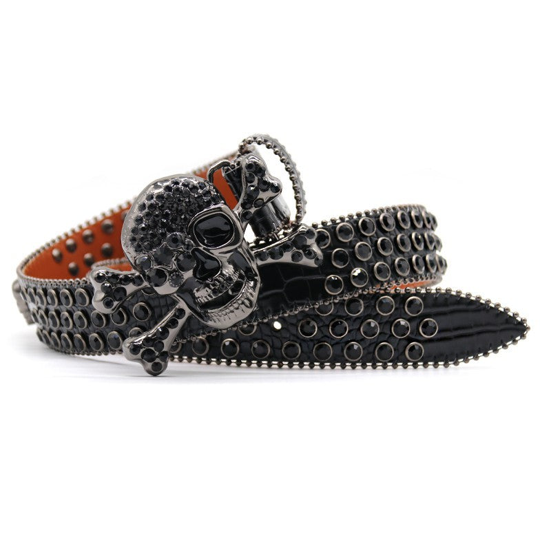 Zero-Sparkling Black Rhinestone Belt
