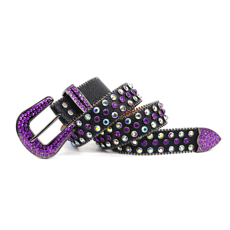 Zero-Violet Rhinestone Belt