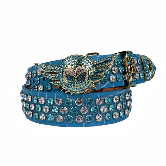 Zero-Stunning Blue Angel Wing Rhinestone Belt