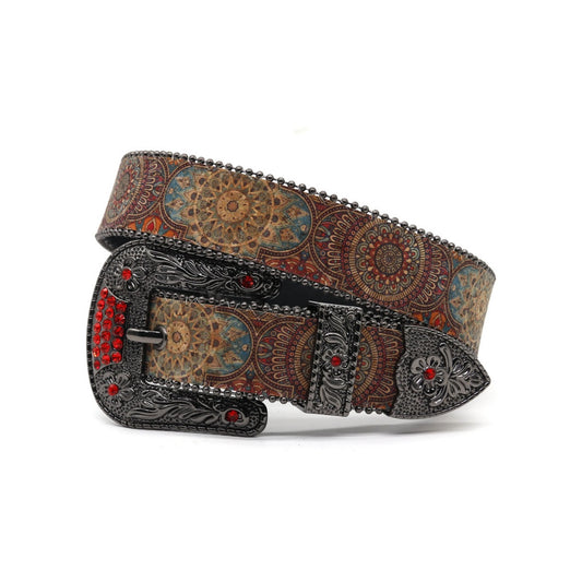 Zero-Classical Flower Pattern Rhinestone Belt