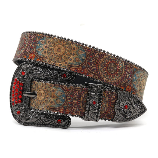 Zero-Classical Flower Pattern Rhinestone Belt