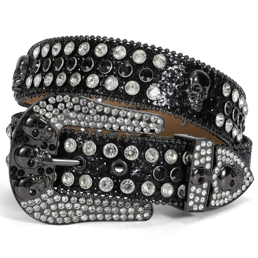 Zero-Unleash Your Inner Rebel with Our Sparkling Skull Belt