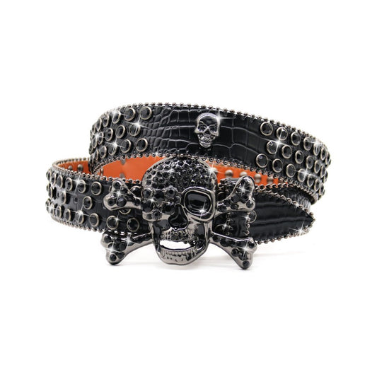 Zero-Sparkling Black Rhinestone Belt