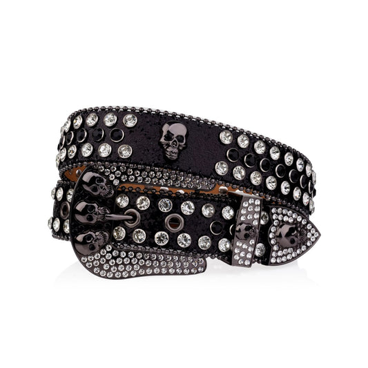 Zero-Black Skull Rhinestone Belt