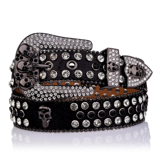 Zero-Black Skull Rhinestone Belt