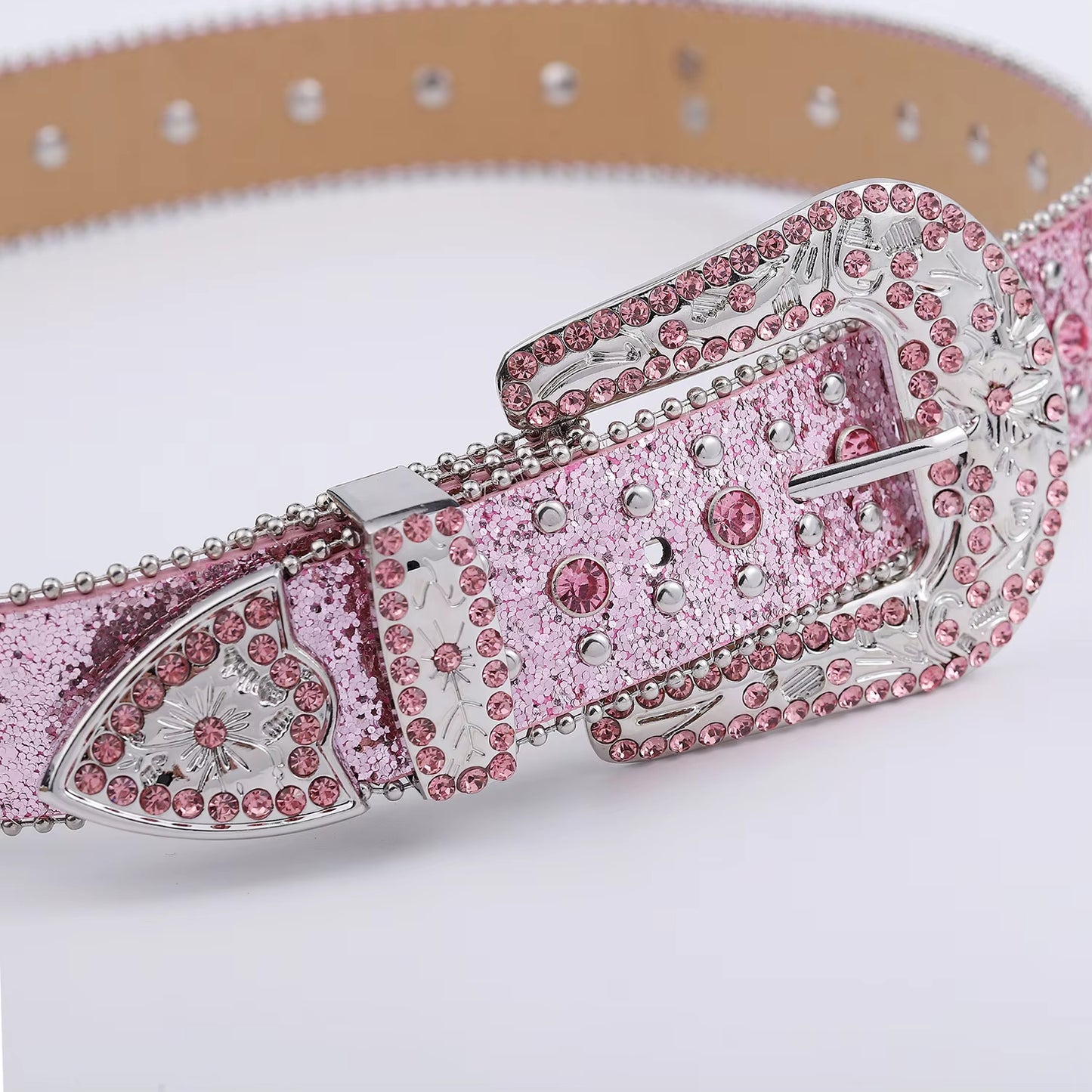 Zero-Pink Cross Rhinestone Belt
