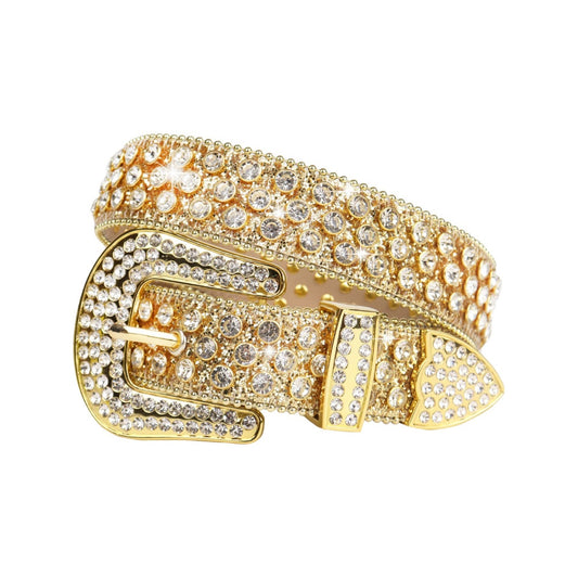 Zero-Golden Shiny Rhinestone Belt
