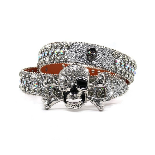 Zero-Sparkling Skull Rhinestone Belt
