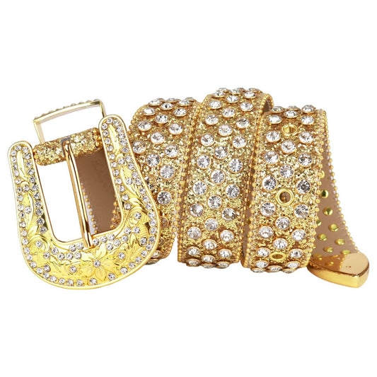 Zero-Golden Shiny Rhinestone Belt